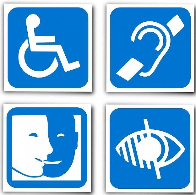 logo du handicap moteur, auditif, visuel et mental